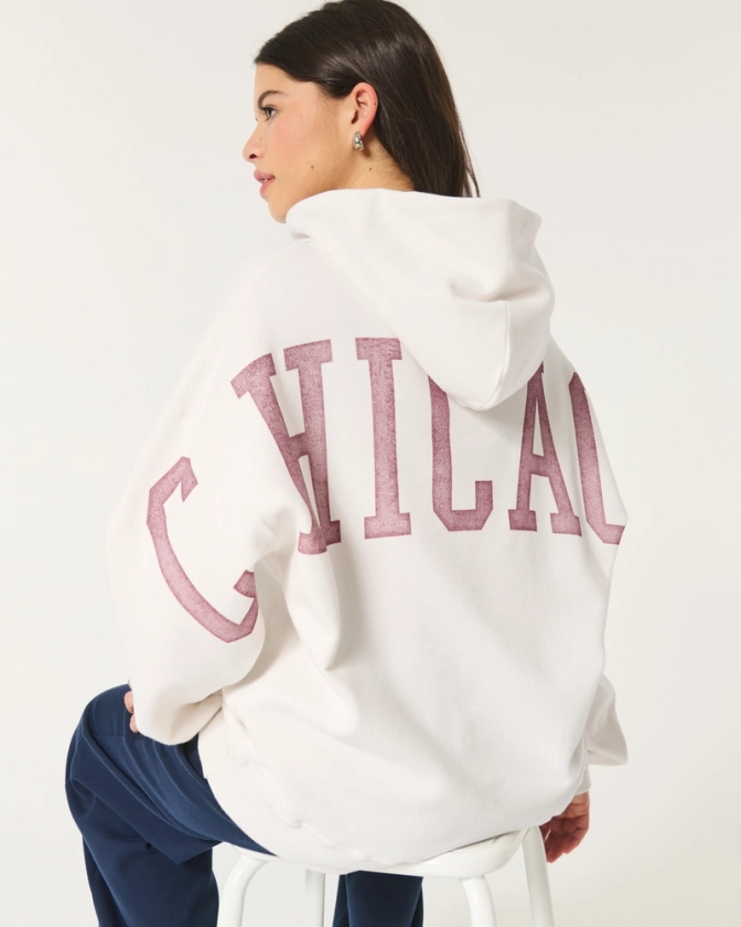 Femmes Sweat à capuche oversize et graphique Chicago | Femmes Hauts | HollisterCo.com