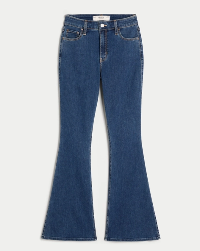 Women's High-Rise Dark Wash Flare Jeans | Women's Bottoms | HollisterCo.com