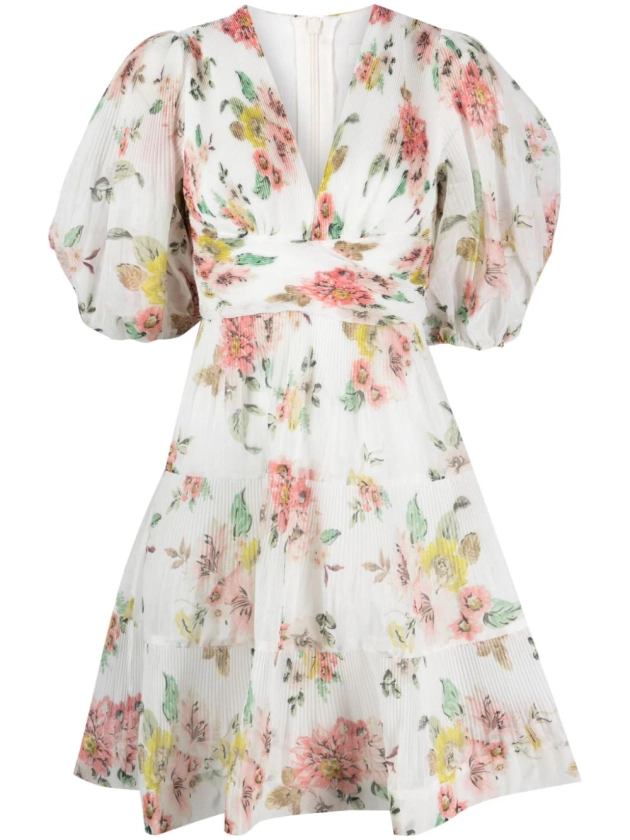 ZIMMERMANN floral-print puff-sleeve Minidress - Farfetch