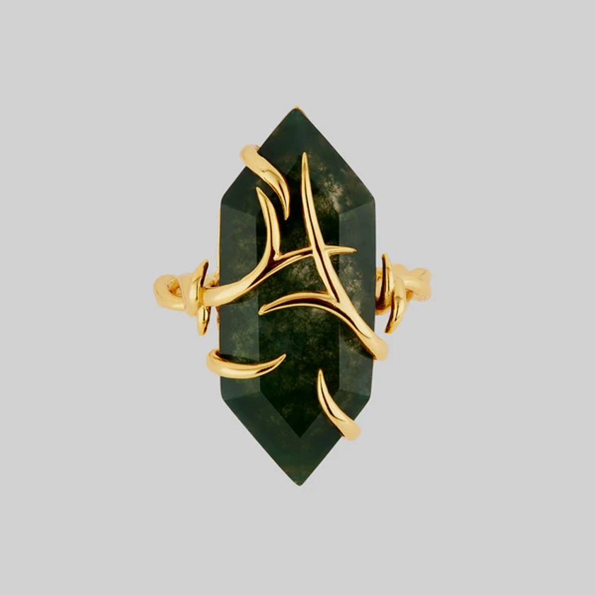 The Swamp Roots Gemstone Ring - Gold