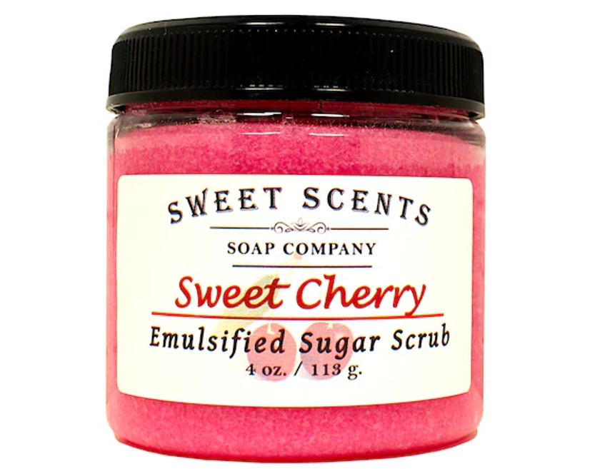 Exfoliating Sugar Scrub - Sweet Cherry Exfoliating Scrub / Body Scrub / Bath Scrub / Shower Scrub / Body Polish
