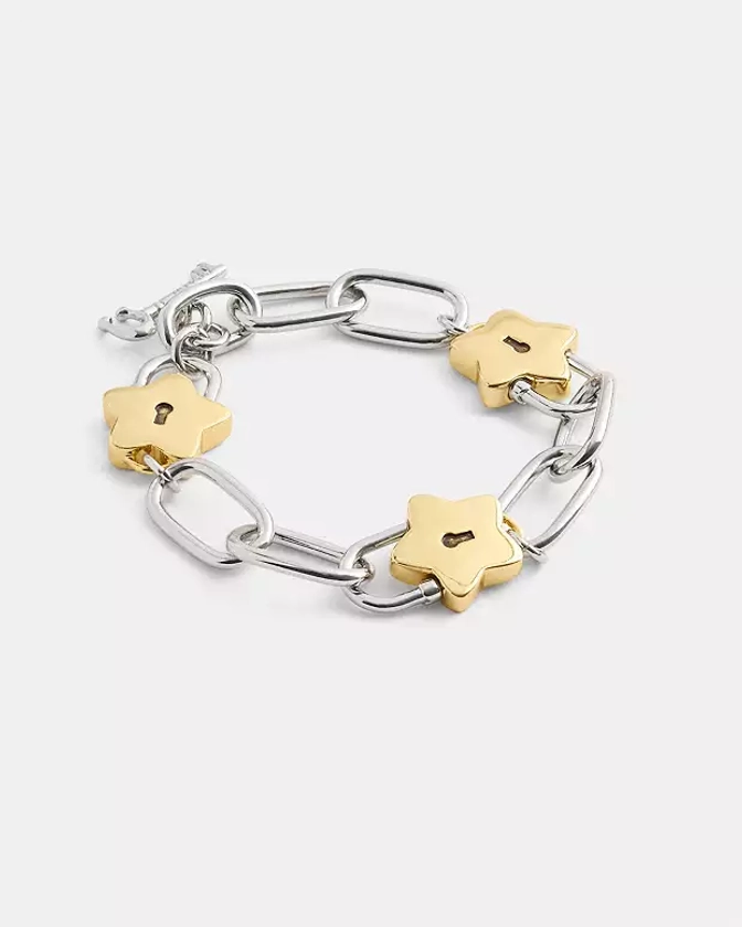 COACH® Outlet | Star Padlock Chain Link Bracelet