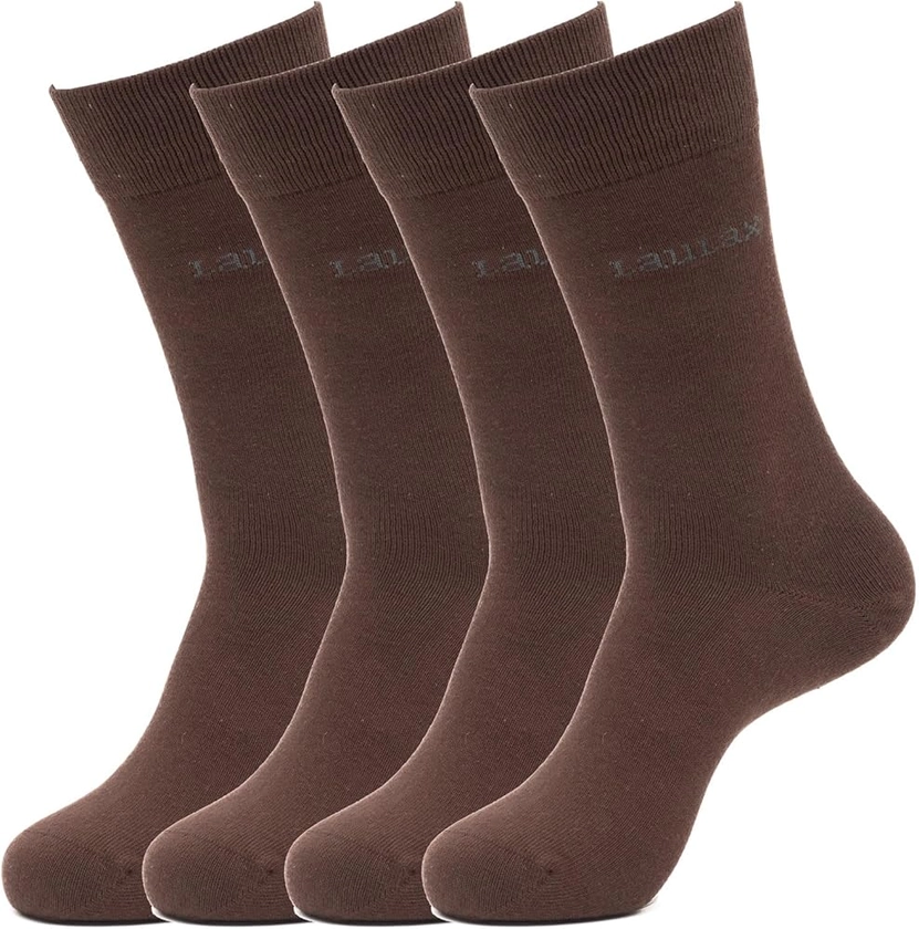 Laulax 4 Pairs Finest Combed Cotton Smooth Seamless Toe Dress Socks, Gift Set