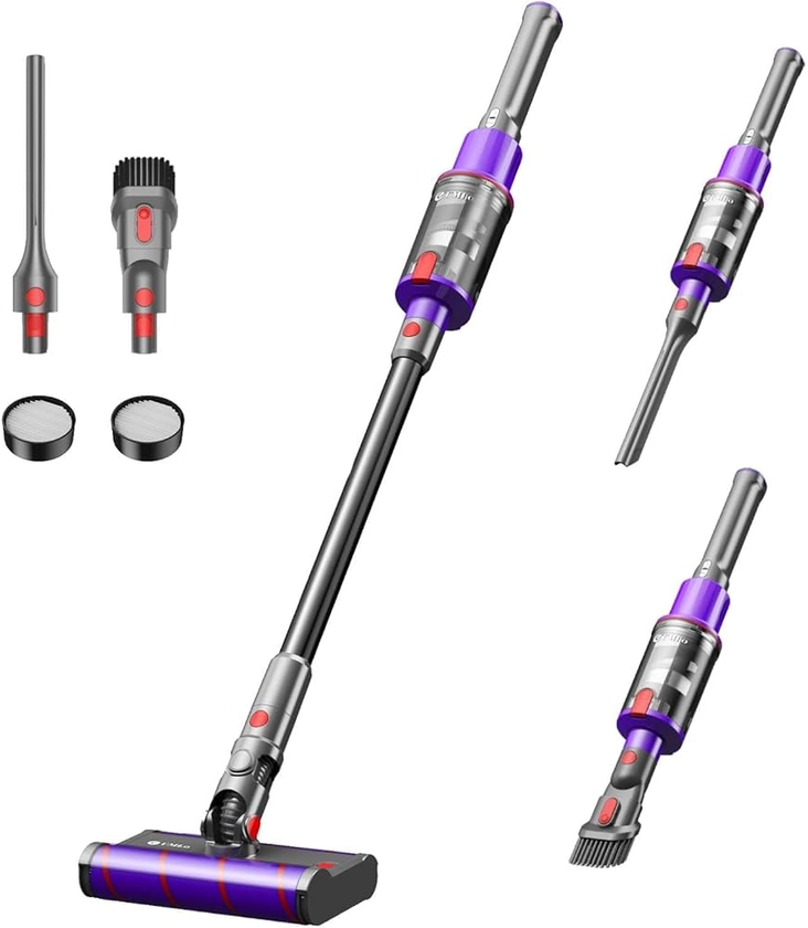 Amazon.com - UMLo Cordless Vacuum Cleaner, 20kpa Stick Vacuum with 80000 RPM High-Speed Brushless Motor & Dual Roller Floor Brush, 35 Mins Rechargeable Battery, 6-in-1 Lightweight & Portable Vacuum for Hardfloor