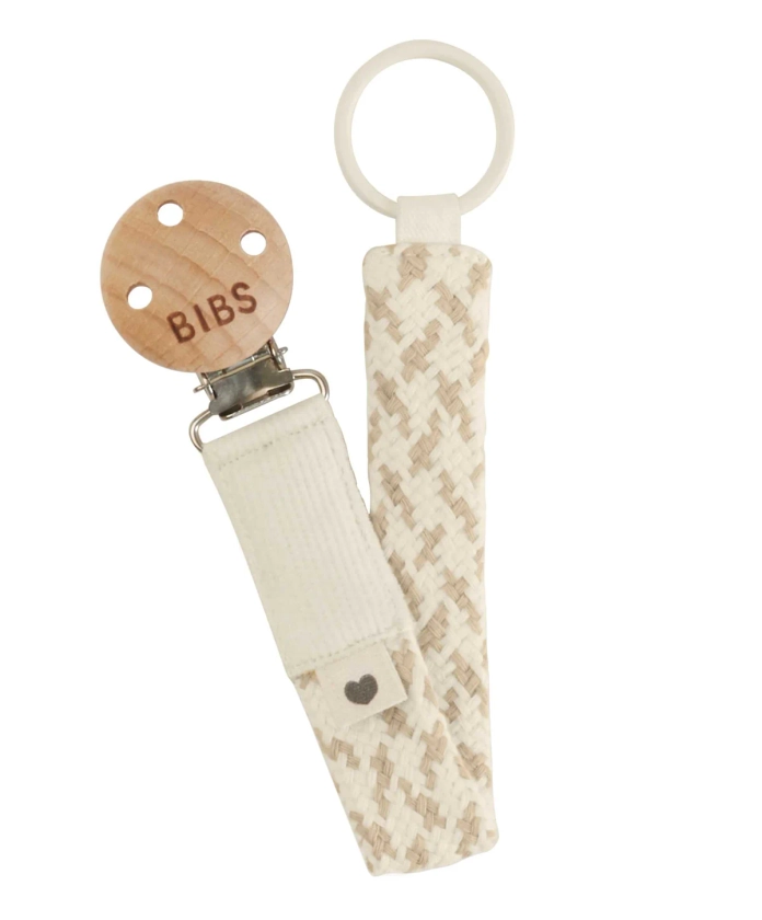 BIBS Dummy Clip Braided Ivory/Vanilla