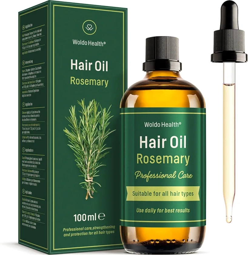 Hair oil with rosemary oil, biotin, vitamin E & B7-100ml with pipette for easy dosing