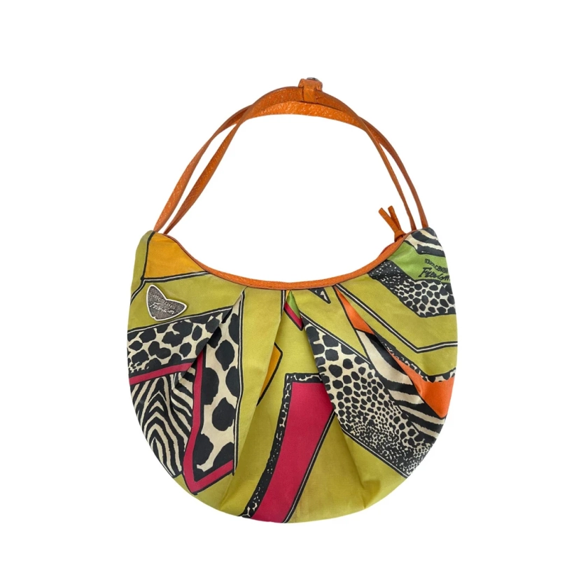 Y2K Roberto Cavalli Bag, Cavalli Bag, Vintage Designer Handbag, Y2K Shoulder Bag, Animal Print Purse, Pleated Handbag