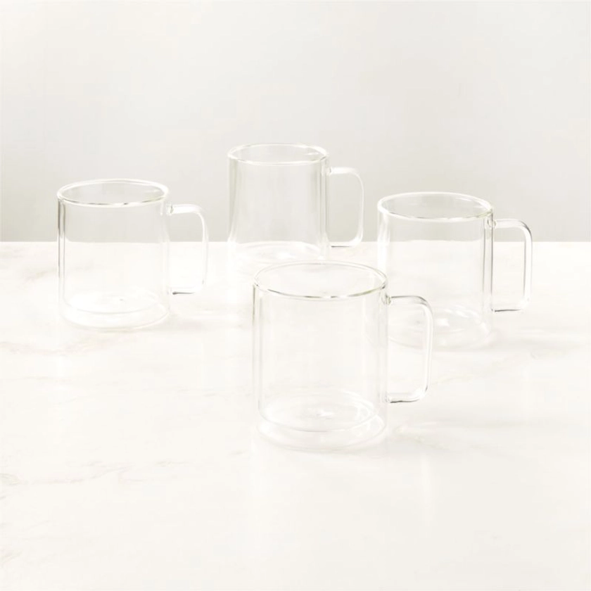 Cantina Clear Double Wall Glass Coffee Mug Set of 4 + Reviews | CB2