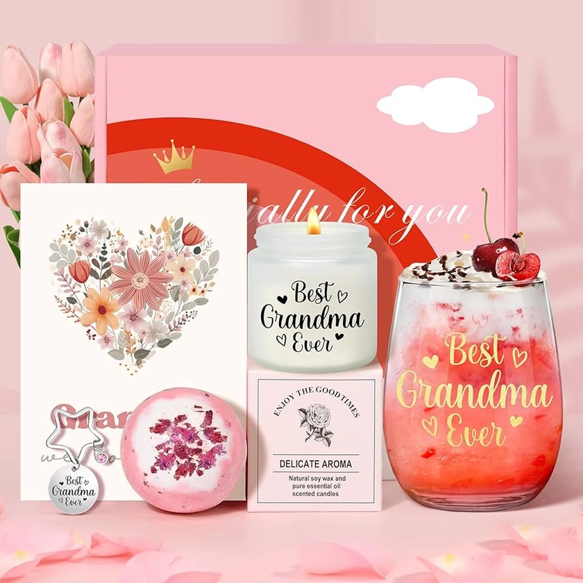 Gifts for Grandma Personalised Glass Grandma Birthday Gifts Christmas Gifts for Women Nanny Birthday Pamper Hamper Gifts from Grandchildren