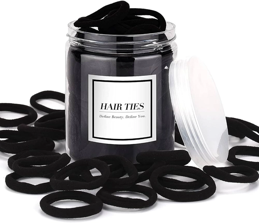 Amazon.com : iFwevs 50PCS Black Hair Ties,Cotton Seamless Ponytail Holders,No Damage Elastics Hair Bands for Thick Heavy &Curly Hair : Beauty & Personal Care