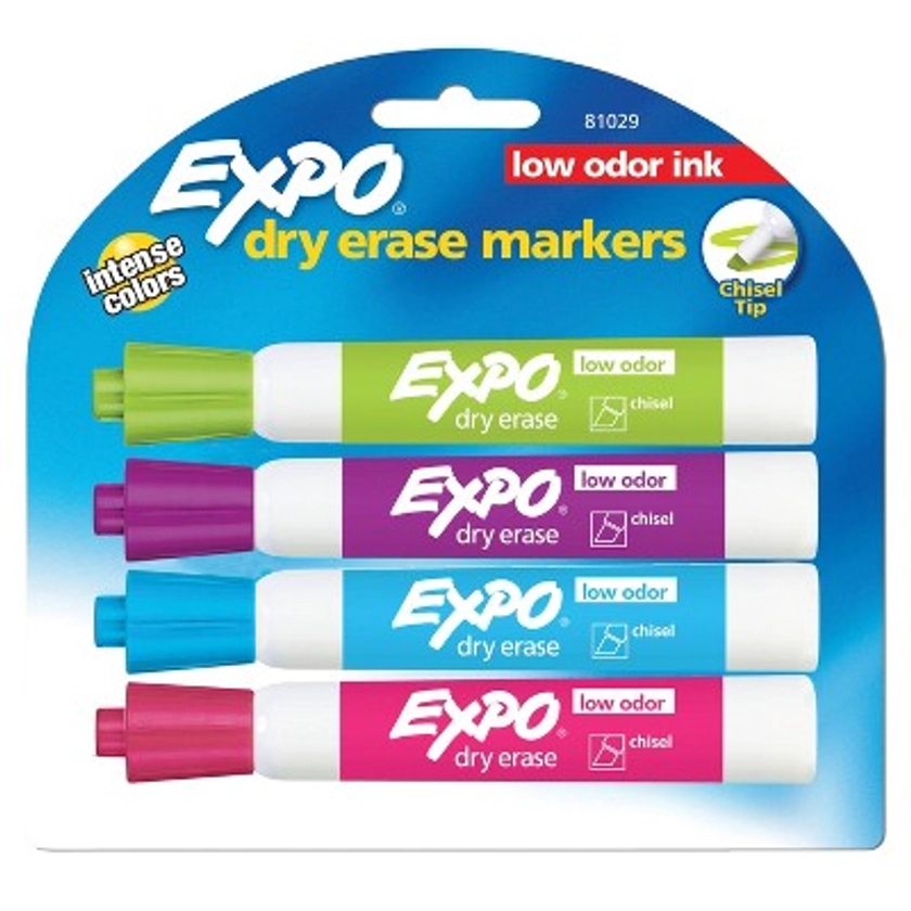 Expo 4pk Dry Erase Markers Chisel Tip Tropical Multicolored