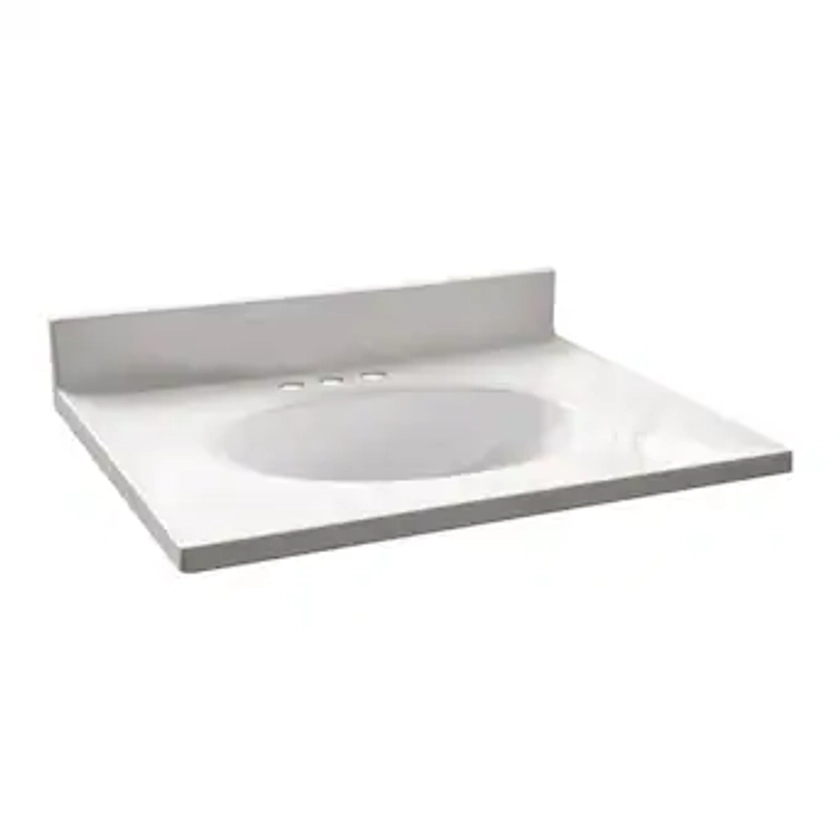 Design House 25-in Solid White Cultured Marble Integral Single Sink Bathroom Vanity Top Lowes.com