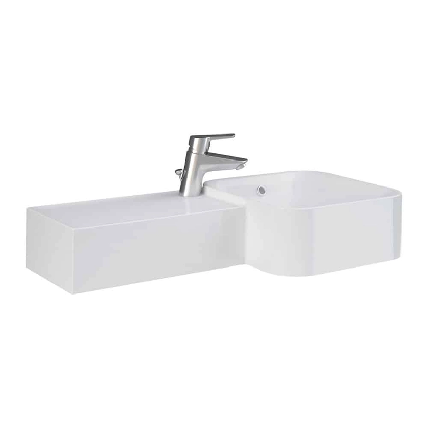 Fienza RAK Petit Square Wall Basin, Left Edge, 1 Tap Hole