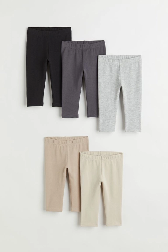 Lot de 5 leggings en coton - Light beige/Dark grey/Black - ENFANT | H&M FR