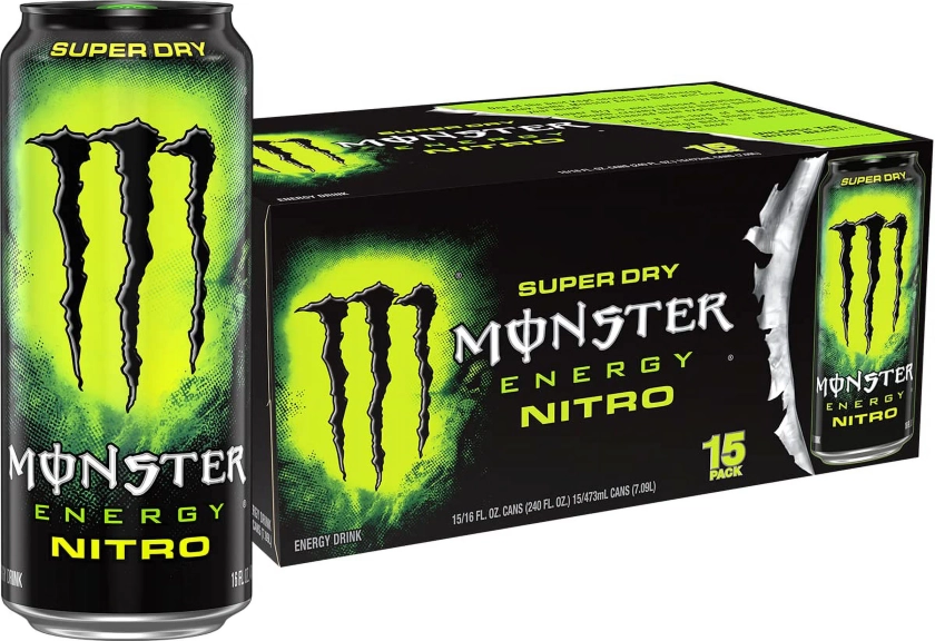 Monster Energy Nitro Super Dry, Maximum Strength, Energy Drink, 16 Fl Oz (Pack of 15)