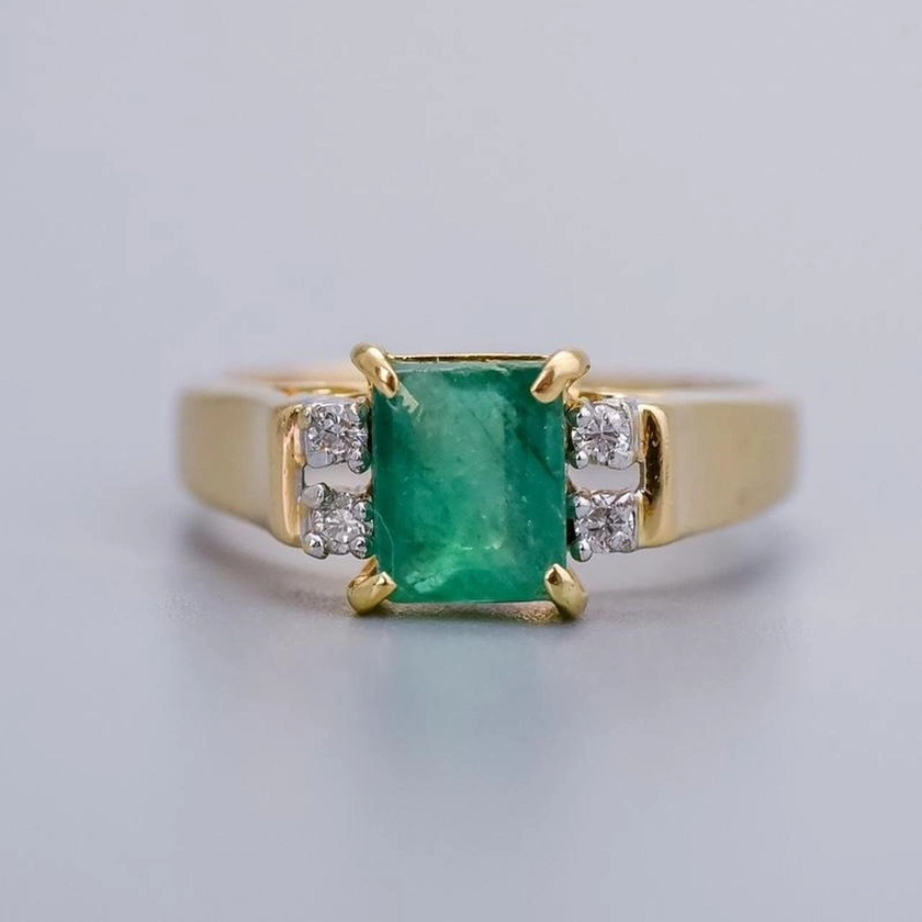 14K Gold Emerald and Diamond Ring — Don Laurence Jewellery