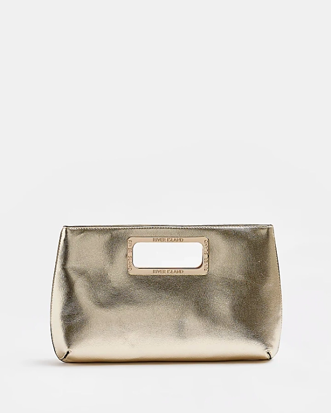 Riverisland Gold Metal Handle Clutch Bag