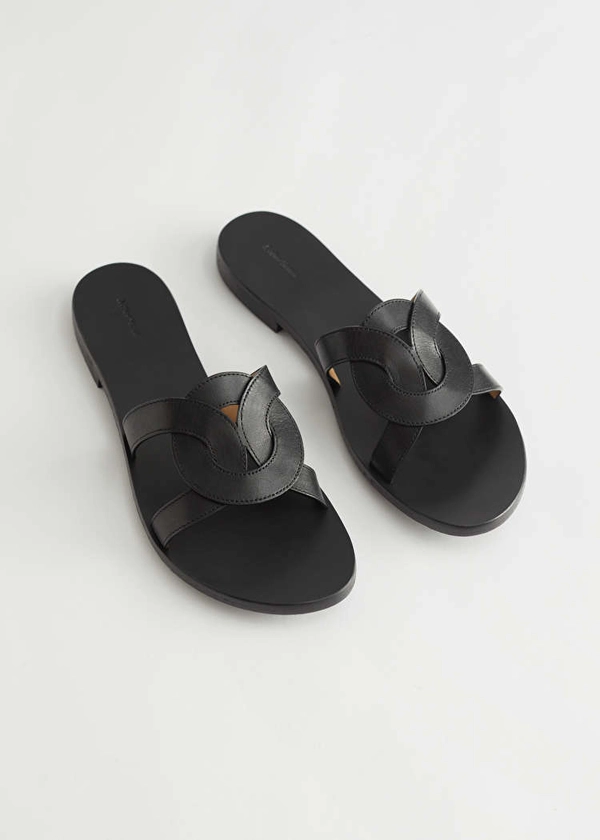 Sandales en cuir tissé - Noir - Flat sandals - & Other Stories FR