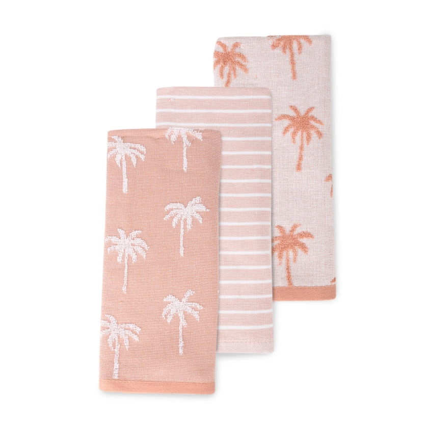 3 Pack Pink Palm Tea Towels