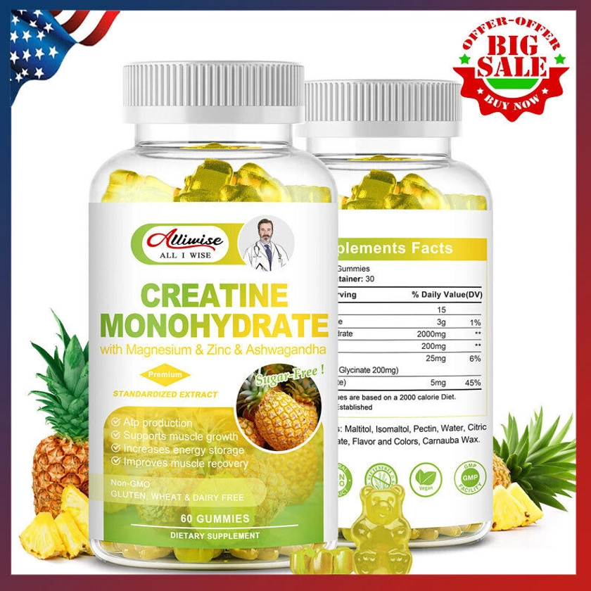 Creatine Monohydrate Gummies Support Muscle Growth &amp; Recovery Boost Energy