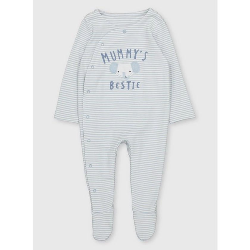 Buy Blue Stripe Mummy's Bestie Sleepsuit Newborn | Sleepsuits and pyjamas | Tu