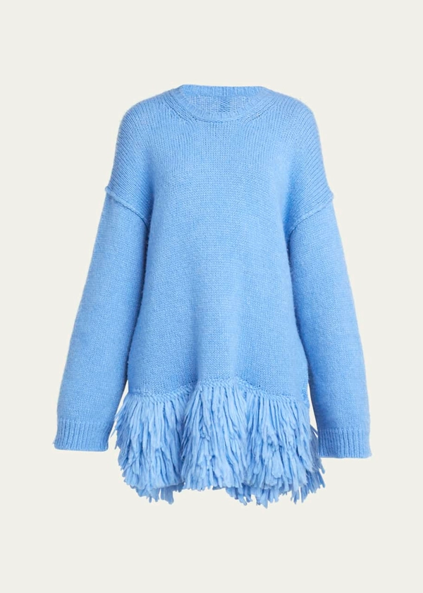 Stella McCartney Oversized Knit Sweater with Fringe Hem - Bergdorf Goodman