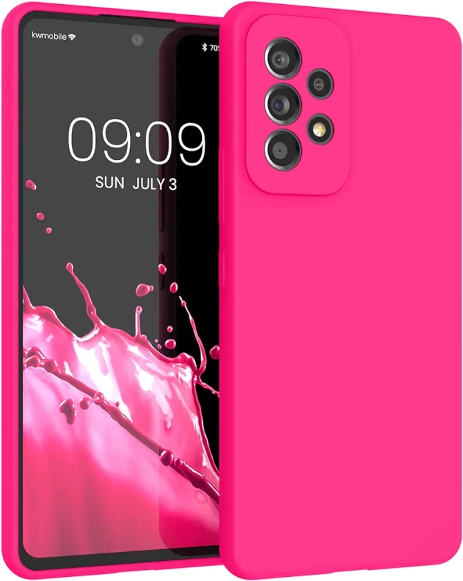 kwmobile Case Compatible with Samsung Galaxy A53 5G Case - TPU Silicone Phone Cover with Soft Finish - Neon Pink