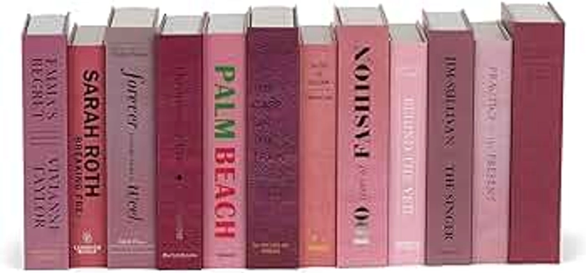 colorbloc Color Decorative Faux Books Set for Living Room, Office, Bedroom. Aesthetic Bookshelf Decor, Coffee Table Books (Set of 12) (Pink)