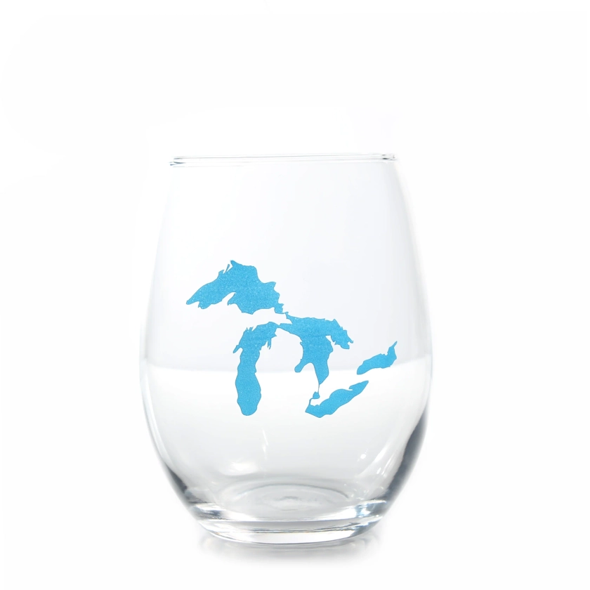 Great Lakes Stemless Wine Glass | Great Lakes Proud | The Original Great Lakes Sticker