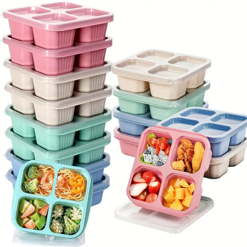 12 4 Compartments Reusable Box Food Storage For | Temu