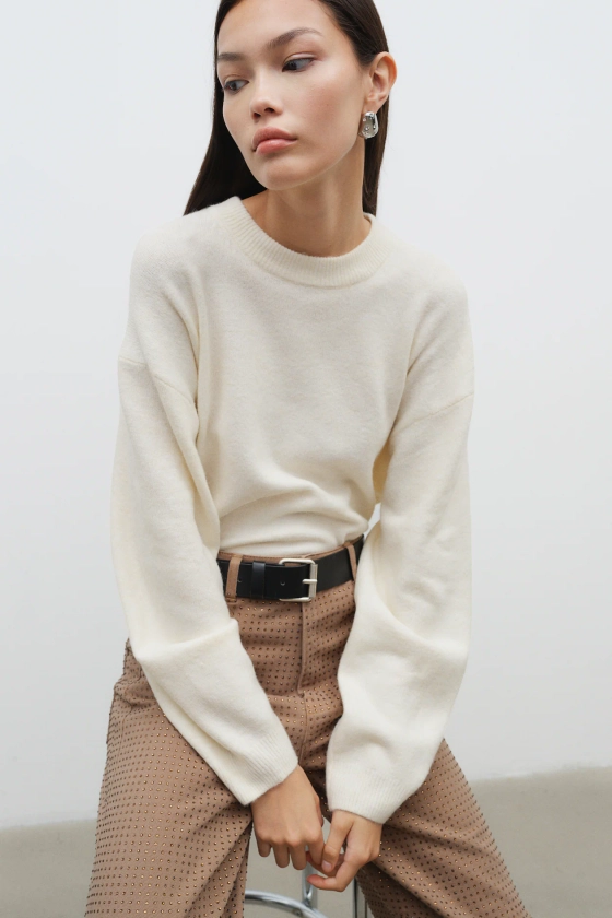 Knitted jumper - Cream - Ladies | H&M GB