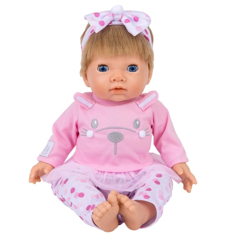 Tiny Treasures 44cm Weighted Reborn Baby Doll in Pink Bunny Outfit | Smyths Toys UK