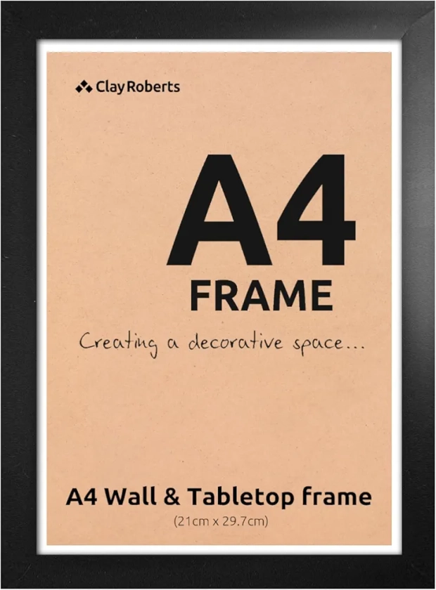 Clay Roberts A4 Frame, Photo Frame, Black A4, Picture Frame, Certificate Frame, Art Print Poster Frame, 21cm x 29.7cm Picture Frames, Black Frames, A4 Picture Frame, A4 Frame Photo Frames