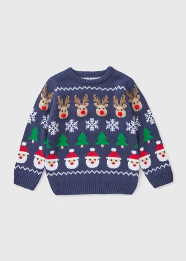 Kids Navy Christmas Knitted Jumper (1-7yrs)