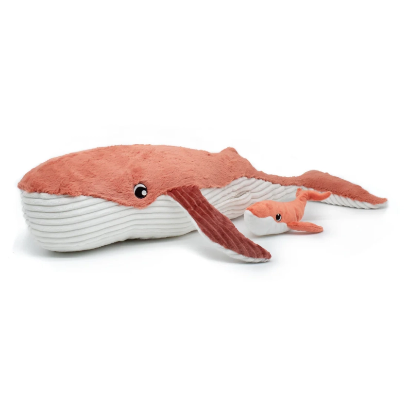 Peluche Baleine Gravillou maman et son Bébé terracotta - Les Ptipotos