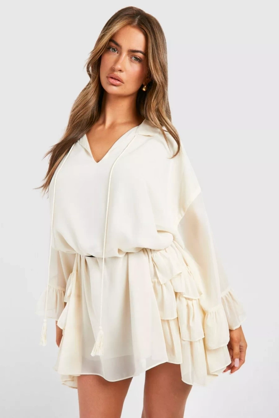 Ruffle Detail Smock Dress