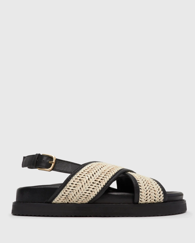 Buy PRE-ORDER BLAKE Raffia Cross Strap Sandals by BETTS online - Betts