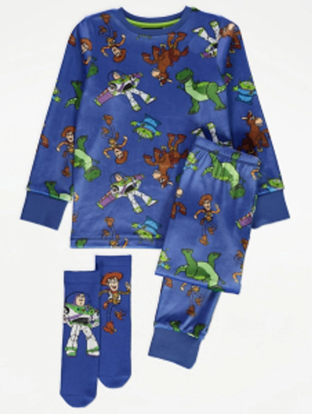 Disney Toy Story Long Sleeve Fleece Pyjamas and Socks Set