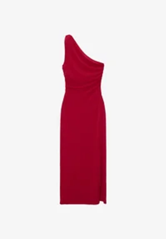 PULL&BEAR ASYMMETRIC DRAPED - MIDI - Vestito di maglina - dark red/rosso scuro - Zalando.it