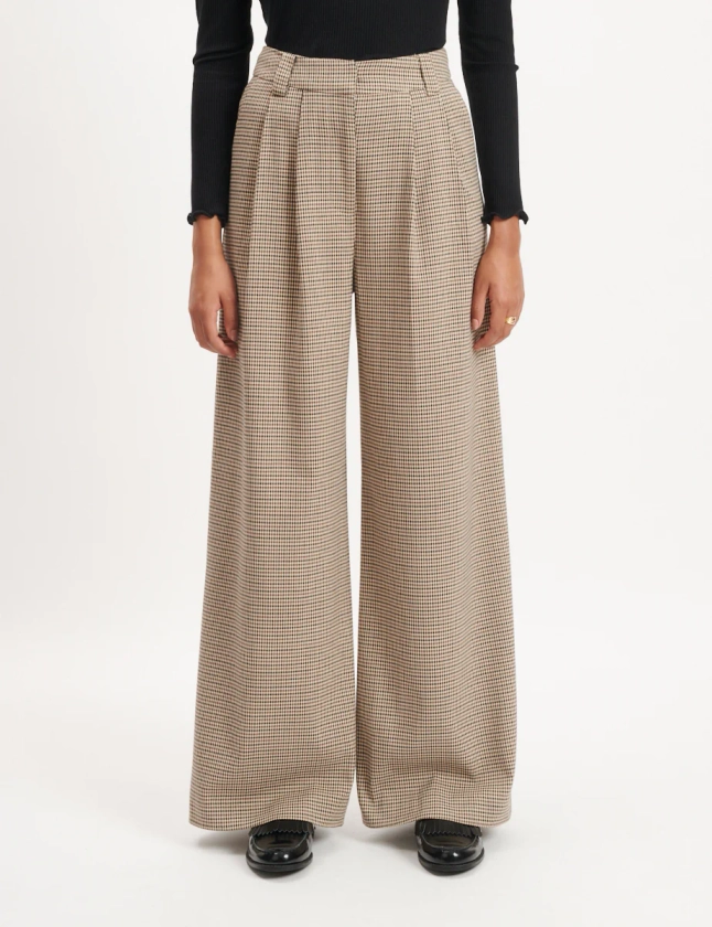 Heritage Check Wide Leg Tailored Trousers