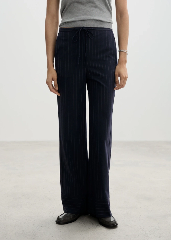 Chalk-stripe straight trousers - Woman | MANGO United Kingdom