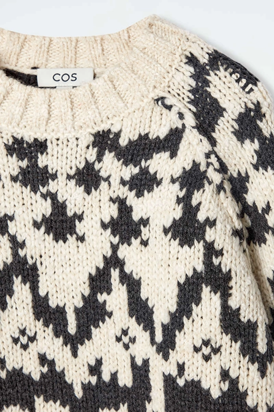 FAIR-ISLE WOOL JUMPER - IVORY / BLACK - COS