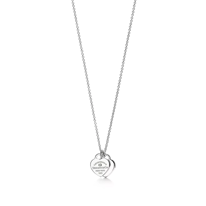 Return to Tiffany™:Pendentif Plaque Cœur en argent 925 millièmes et diamant, Mini | Tiffany & Co. France