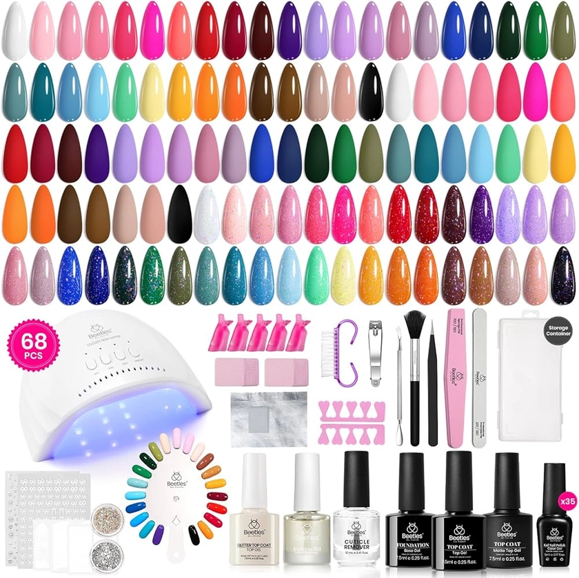 Amazon.com: Beetles Gel Nail Polish Kit with U V Light 68 Pcs Emotional Spectrum 35 Colors Gel Polish Nail Kit with Base and Matte&Glossy Top Coat Soak Off All Season Gel Nail Kit Manicure Tools Gifts for Women : Beauty & Personal Care