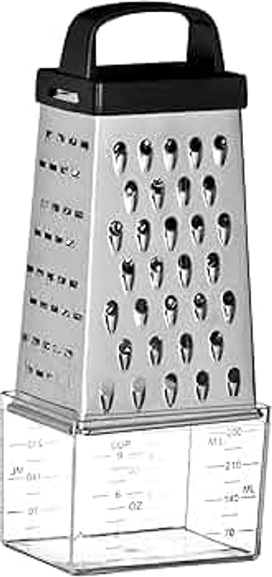 Premier Housewares 511238 Zester Grater 4 Sided Cheese Graters Graters For Kitchen Black Handle Garlic Grater Lemon Zester Grater with Handle 22 X 9 X 7