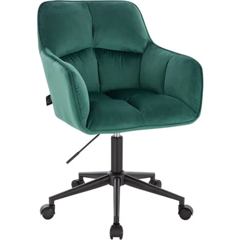 SVITA JERRY Chaise de bureau avec accoudoirs réglable en hauteur Chaise pivotante avec roulettes Velours vert foncé