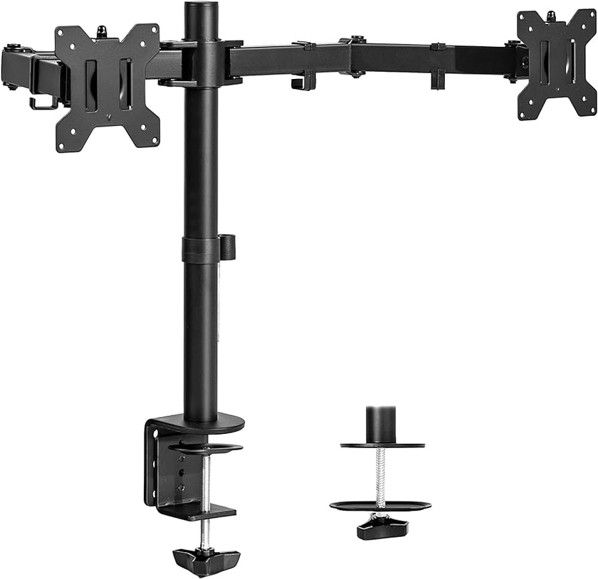 Amazon.com: VIVO Dual Monitor Desk Mount, Heavy Duty Fully Adjustable Steel Stand, Holds 2 Computer Screens up to 30 inches and Max 22lbs Each, Black, STAND-V002 : Electronics