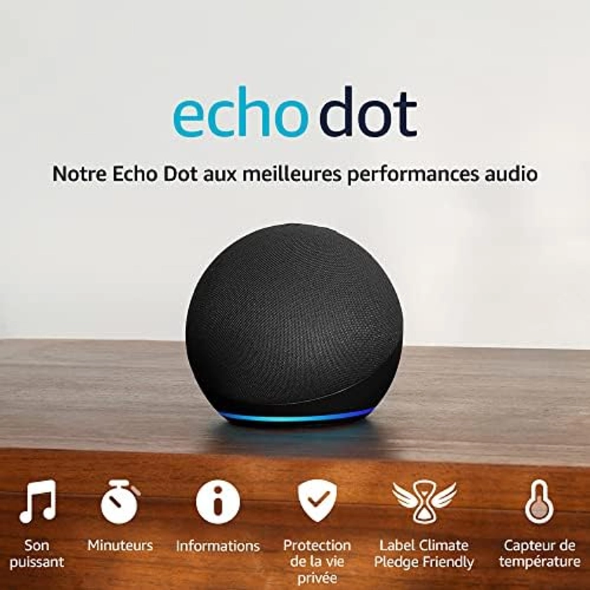 Echo Dot (5e génération, modèle 2022) | Enceinte connectée Bluetooth et Wi-Fi au son puissant encore plus imposant, avec Alexa | Anthracite