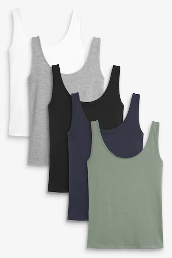 Buy Multi 5 Pack Thick Strap Vests from the Next UK online shop