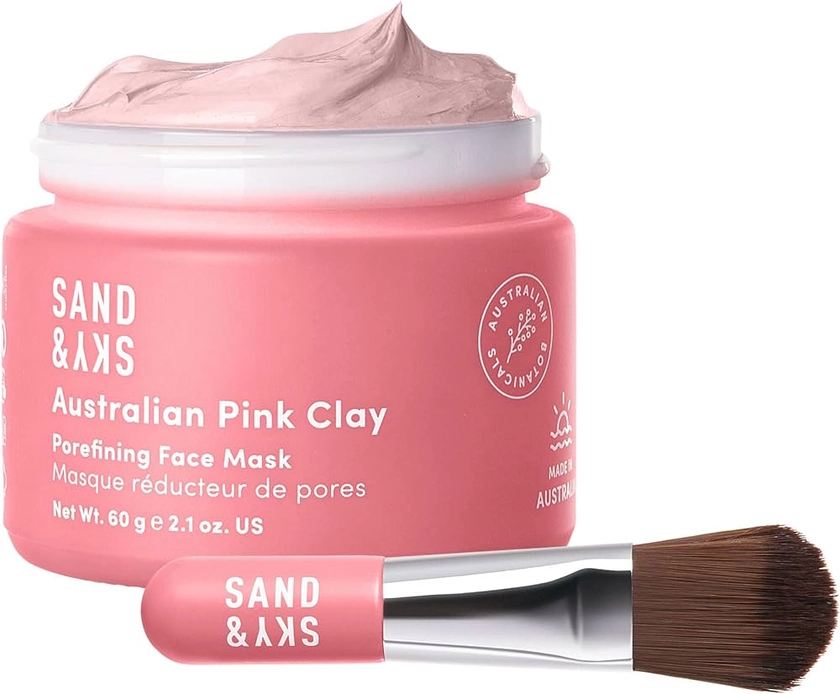 Amazon.com : Sand & Sky Australian Pink Clay Porefining Mask for Blackheads. Evens skin tone. : Beauty & Personal Care
